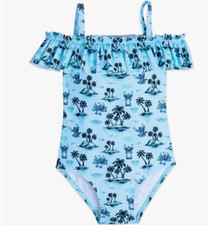 Disney Store Stitch One Piece Swimsuit Girls/kids SIZE 4 NWT SPF 50