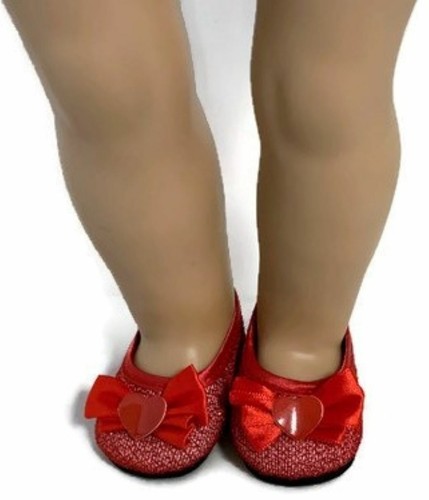 Red Glitter Dress Shoes for 18 inch Girl Doll Clothes - Picture 3 of 4