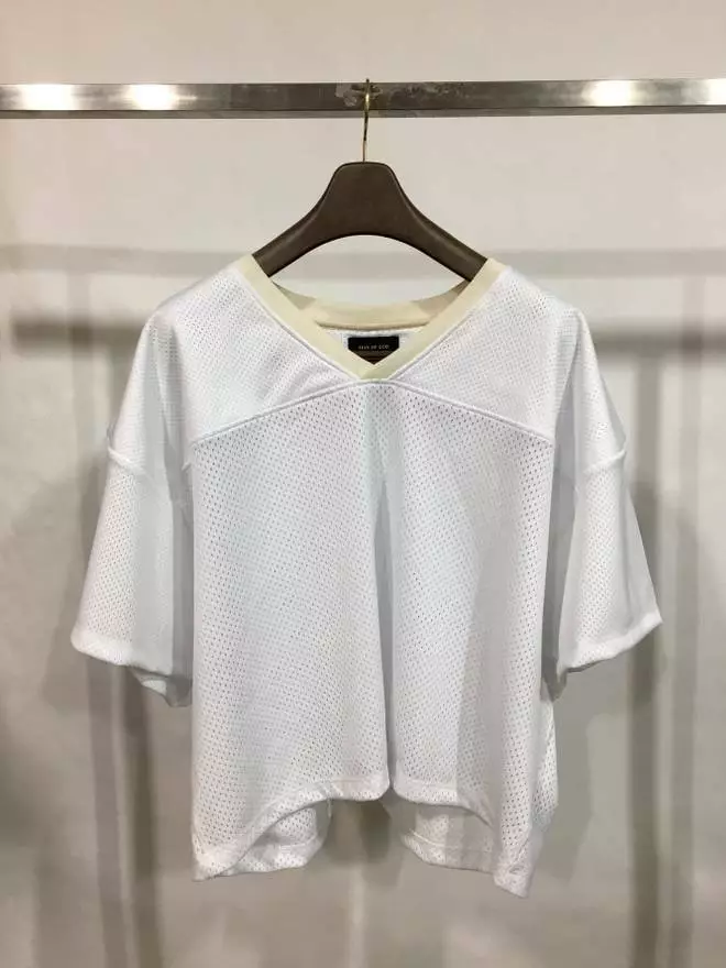 FEAR OF GOD 5th collection V-Neck Mesh Football Jersey 'Manuel' White  Oversized