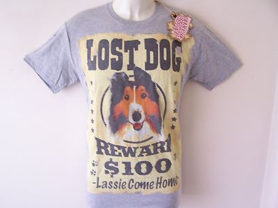 NEW Mit Etikett Famous Forever Lassie Come Home Film TV T-Shirt Hellgrau S