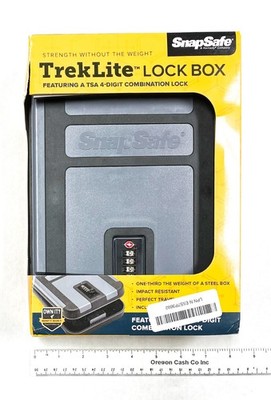 SnapSafe TrekLite Lock Box X-Large 10'' x 7'' x 2'' TSA Combination Lock Black Gray