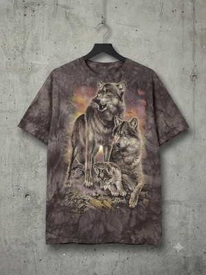 Camiseta The Mountain Wolf Family Para Hombre XL Tie Dye Gráfico Animal Camiseta Algodón - Imagen 1 de 4