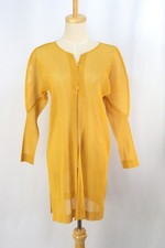 Authentic PLEATS PLEASE Orange Long Cardigan Jacket ISSEY MIYAKE 158 0010