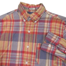 J Crew Mens Button Down Shirt S Slim Red Multicolor Plaid Cotton Button Down
