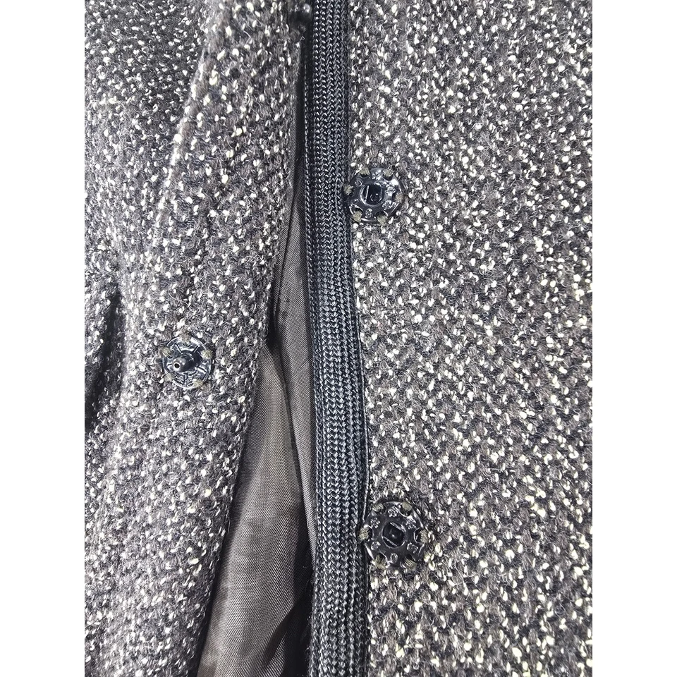 Chaqueta de tweed Bill Blass Suits talla 10 negra metálica con flecos forrada Foto 3 de 4