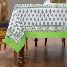 Dining Tablecloth Block Printed Table Cover Rectangle Tablecloth Gift for Dad