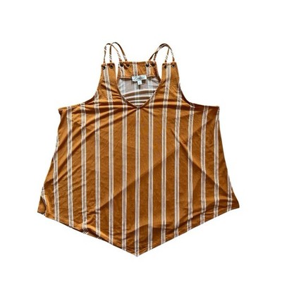 Lavish XL Orange & White Striped Handkerchief Hem Tank Top