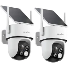 2PCS Wansview Solar Wireless Security Camera 360°PTZ 2K Dual-Cam Human Detection
