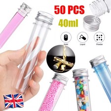 40ML Plastic Cap With Metal Screw Clear PartyTube Wedding Lid Test Tube 50Pcs UK