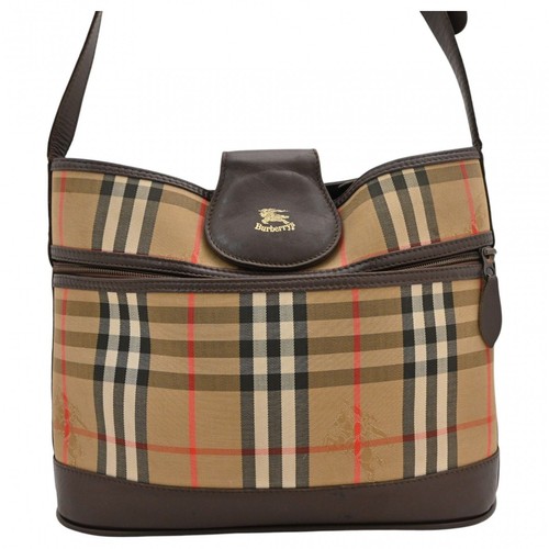 Burberry Nova Check Shadow Horse Shoulder Bag Beige Canvas Leather Authentic