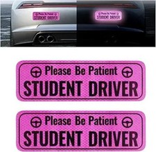 2PCS Magnetic Car Sticker, Bright High-Reflective Universal New Driver Sign "Ple