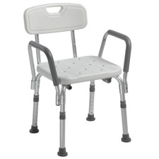Drive Medical Shower Chair with Back Padded Arms For Elderly 350lbs 12445KD-1