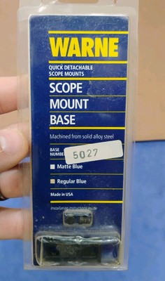 Warne Premier Quick Detach Scope Mount Base #5027 - Regular Blue Steel READ 