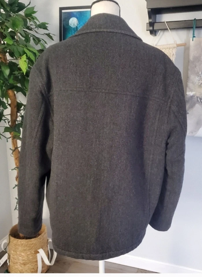 DOCKERS PREMIUM Insulated Wool Blend Herringbone Car Coat Blokecore Quiet Luxury - Image 3 of 4