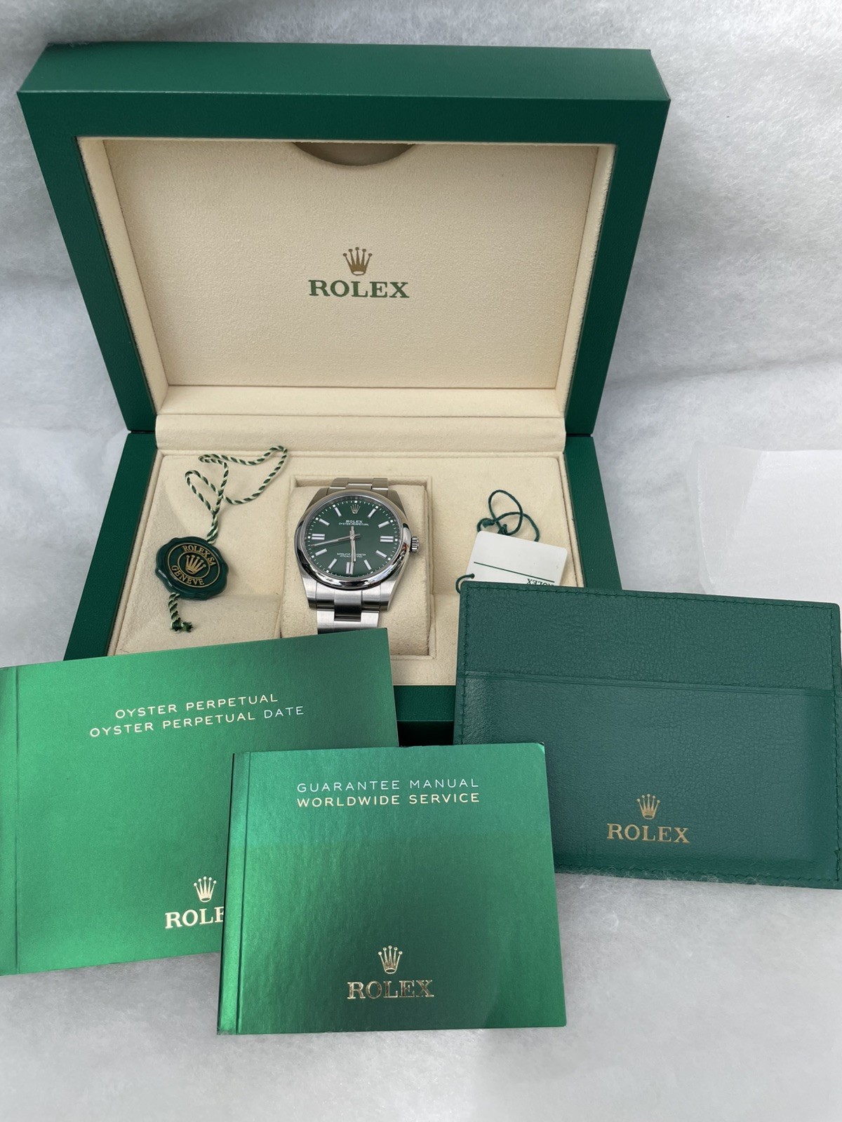 Rolex Oyster Perpetual 41mm Green Stainless Steel Watch model 124300