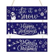 Wooden Christmas Door Wreath for Front Decorations Glitter Large, Santa