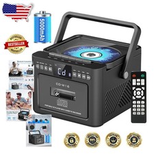 Rechargeable Boombox CD Cassette Player Bluetooth 5.1 5000mAh 5W Stereo Speak...