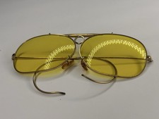 Aviator Sunglasses Gold Metal Frame Yellow Lenses Vintage Style