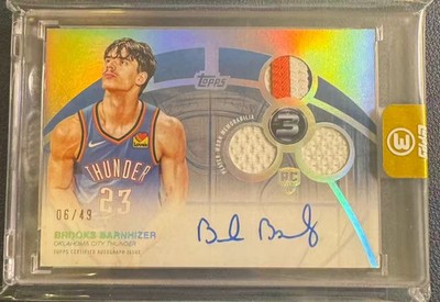 リョーツ出品ページ ノーマルカード約12800枚 ⑪⑫ Brooks Barnhizer 2025-26 Topps Three 06/49 RPA Auto Triple Patch