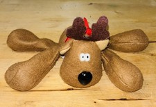 Vintage Hallmark Christmas Rodney Reindeer Brown Bean Bag Stuffed Plush 5" X 9"