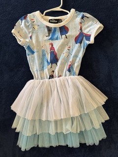 Rock Your Kid Disney Frozen Tulle Tutu Dress Elsa Anna Olaf Blue/White Sz 5
