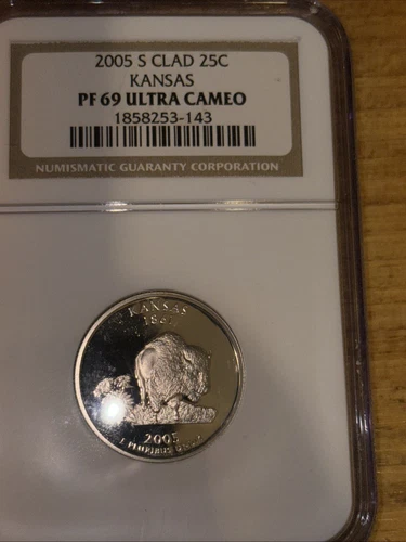 2005 S NGC PR69 Ultra Cameo Clad Kansas  25c State Quarter 2005-S PF-69 UCAM