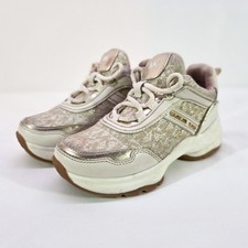 Michael Kors Olympia Girls Sneakers Size 11 Pink Gold Glitter Metallic Shoes