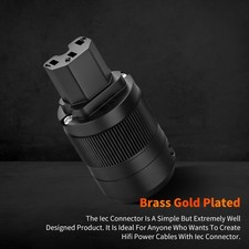 IEC C13 C15 Female Connector Gold Plated Brass Power Plug for AC Power Cable DIY