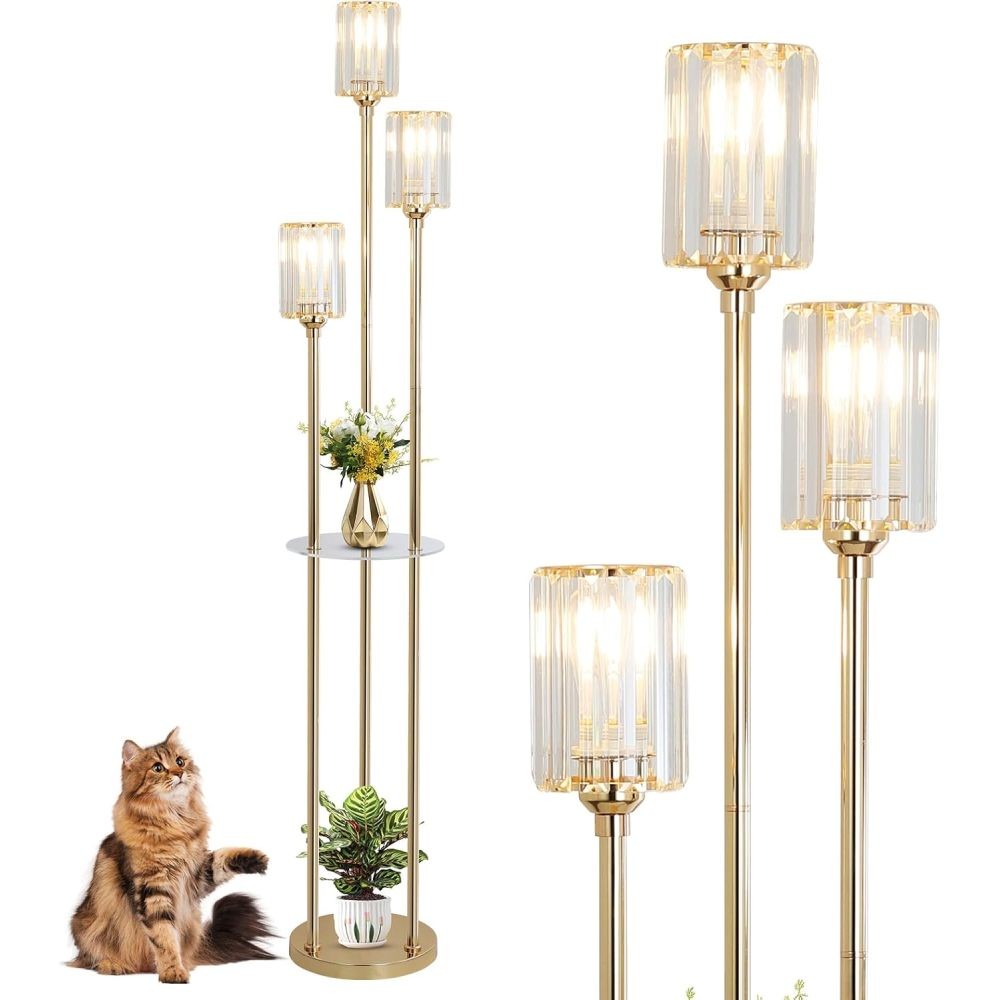 Gold Floor Lamps for Living Room Floor Lamp with Shelves Crystal Standing Lamps