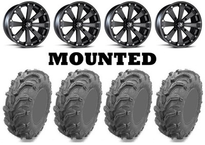 Kit 4 EFX MotoMax Tires 27x10-14/27x12-14 on MSA M20 Kore Black Wheels IRS