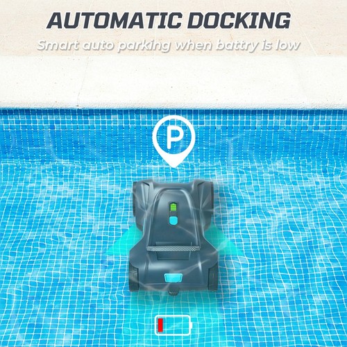 Cordless Robotic Pool Cleaner, Automatic Pool Vacuum 100mins Running Time - Picture 7 of 9