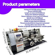 Industrial Metalworking Lathe 110V 1100W Precision Bench Lathe