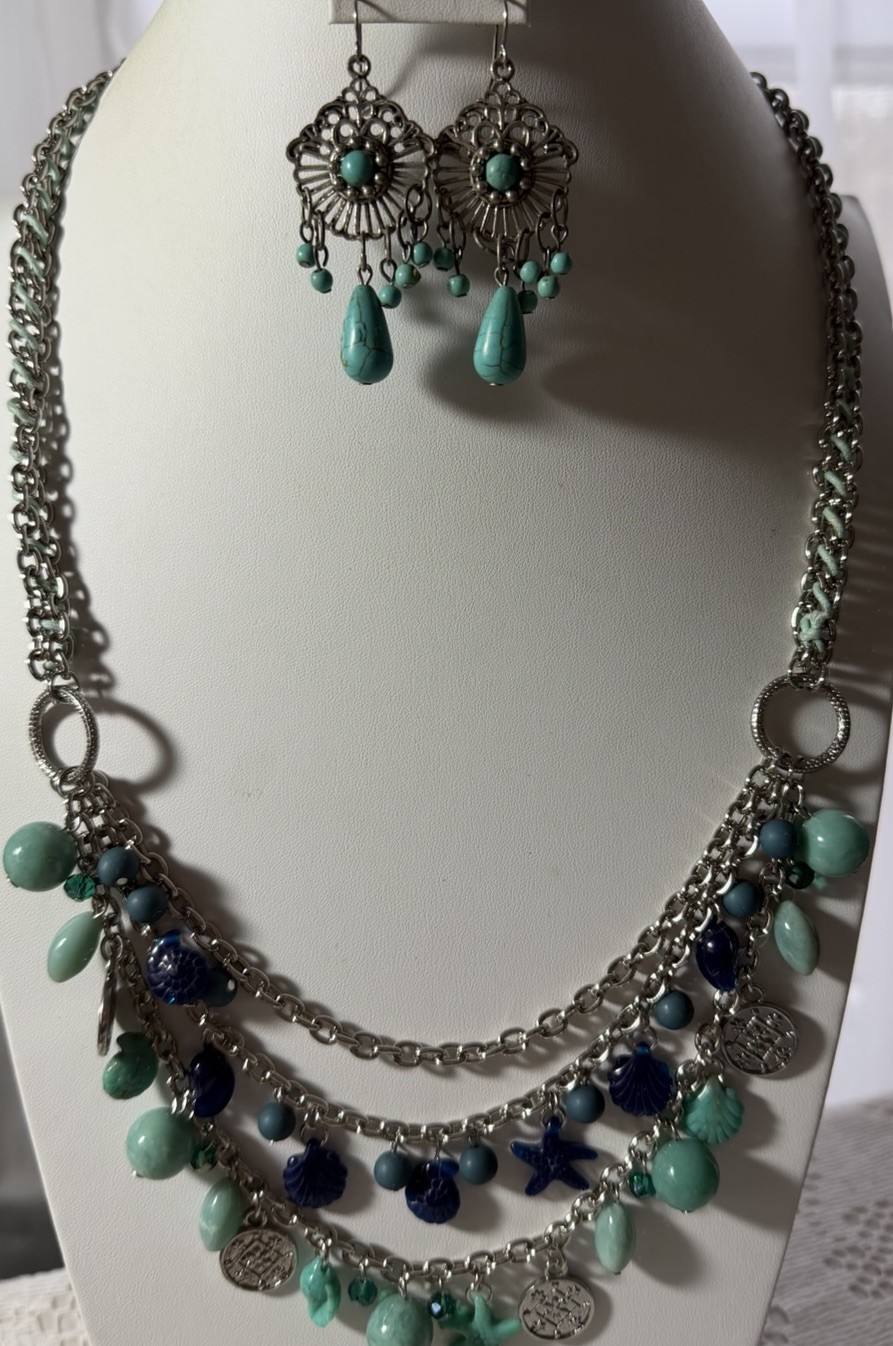 Multi-Strand Boho-Style Statement Necklace & Earr… - image 1