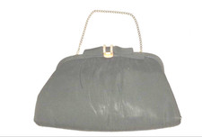 Vintage AFTER FIVE Black Satin Evening Bag Clutch with or without Chain 2 snags