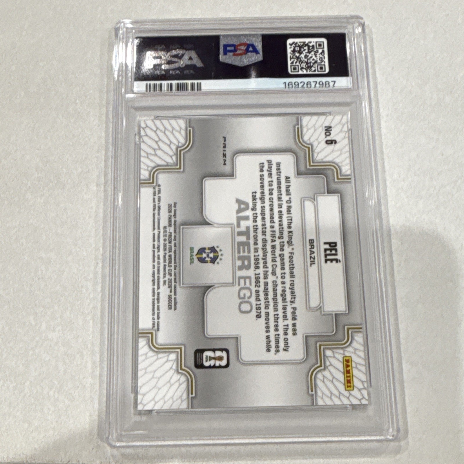 PELE Panini 2026 Prizm FIFA World Cup Alter Ego  #6 Brazil PSA 10 view 2