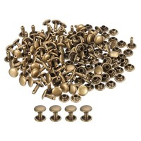 100 Set Leder Nieten 7X8Mm Doppelte Kappennieten Metall Nieten Bronze Ton