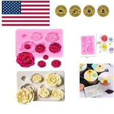 2PCS Rose Flowers silicone molds Cake Chocolate Mold wedding Cake Decorating ...