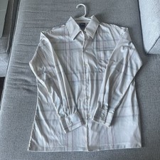 Vintage 1970s Disco Joel Cal Made Button Down Shirt Neutral Plaid Grid Large