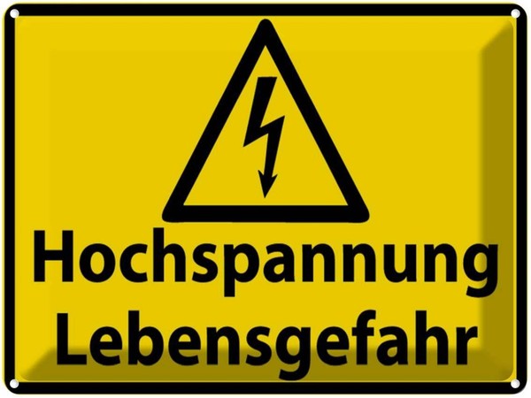 Blechschild 30X40 Cm Hochspannung Lebensgefahr Warnschild Hinweisschild Sicherhe-image