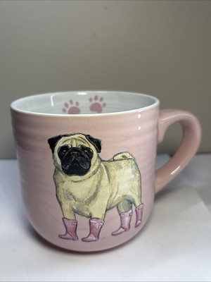 Pink pug Love dog in pink boots Mug Coffee Cup Morning Joe