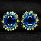 925 STERLING SILVER ROSE GOLD EARRINGS STUPENDOUS VIVID BLUE SAPPHIRE 17.75CT