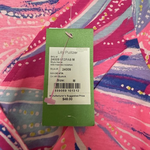 Lilly Pulitzer Oh My Guava Romper Mini Fanning Short Neon Pink Girls Sz M NWT - Picture 3 of 5