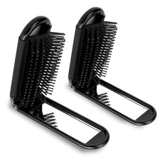 Travel Hair Brush with Mirror and Massage Comb - 2 Pack Compact Styling Tools