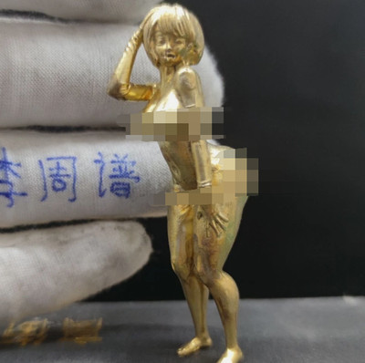 Pure Copper Full-Body Female Statue, Female Human Figure Art Work