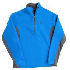 Spyder Core Sweater 1/4-Zip Pullover Mens Medium Turquois Gray Insets