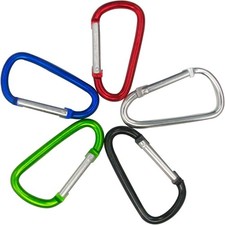 Compact Aluminum D-Ring Carabiner Set - 5 Clips for Everyday and Outdoor Use