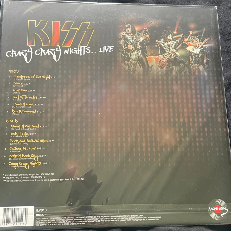 KISS - Crazy Crazy Nights Live... Awesome & Rare Vinyl New & Sealed Mint - Image 4 of 4