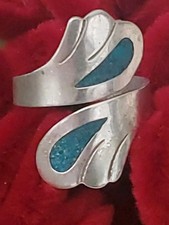 Vintage RING Turquoise Sterling Silver Bypass Wrap Ring Size 6 ...  F5