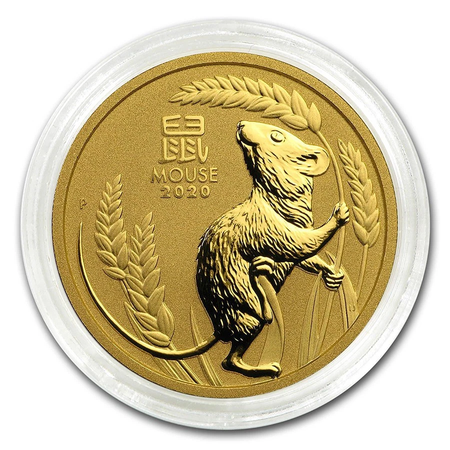 2020 Australia 1 oz Gold Lunar Mouse BU (Series III) - Image 3 of 3