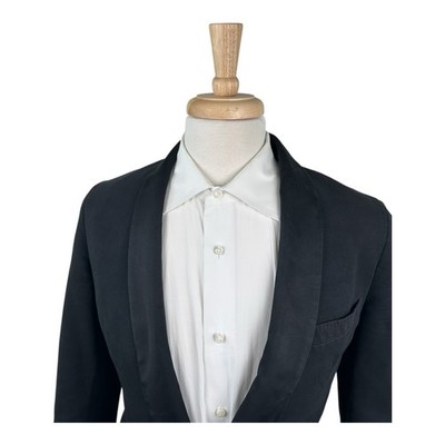 Dries Van Noten Black Satin Lapel Cotton Tuxedo Jacket Size Men's
